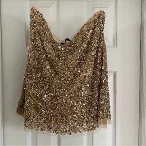 Zara gold sequin and tulle skirt size Small